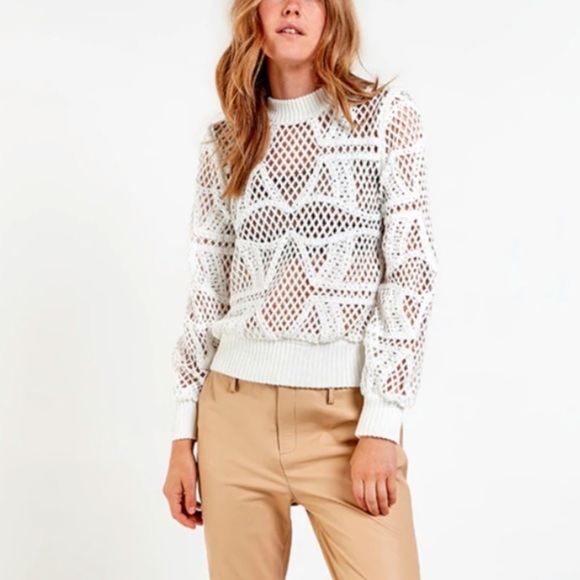 ASbyDF- White Cutout Longsleeve Pullover Shirt - Picture 1 of 6